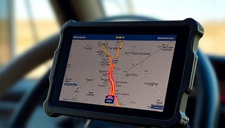GPS mapping interface showing a truck in transit