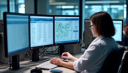 Professional dispatcher at a command center workstation
